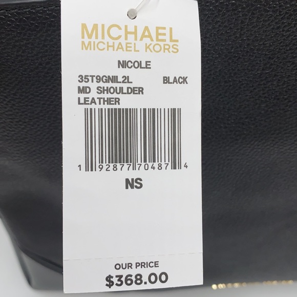 MICHAEL KORS BLACK NICOLE MD PEBBLE SHOULDER BAG - Picture 16 of 16